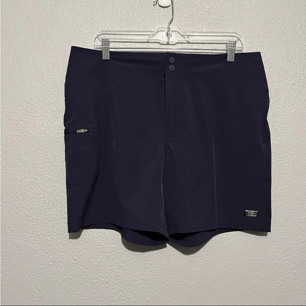 NWT LL Bean Misses Stretch 7” Board Shorts Color Darkest Navy Sz 12 MSRP $49.95